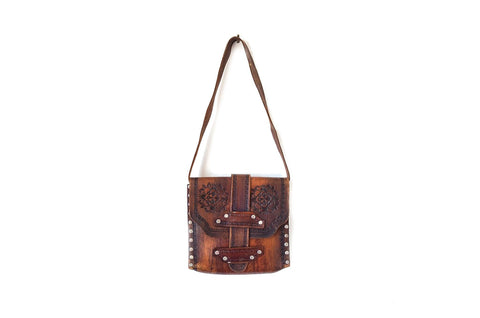 Artisanal Bags Brown Embroidered Leather Shoulder Bag - Multiple Colors