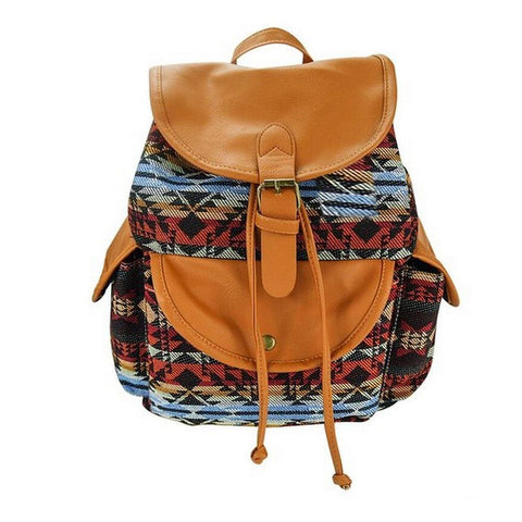 Artisanal Bags Red Combined Canvas Backpack - Multiple Colors
